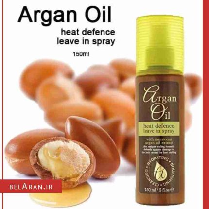 اسپری محافظ حرارت، آب رسان و صاف کننده مو آرگان اویل heat defence leave in spray with argan oil
