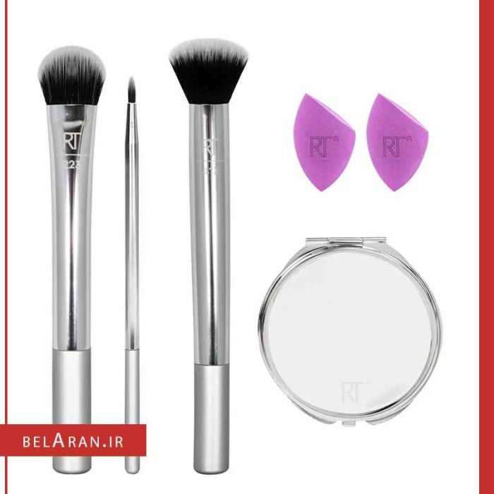 ست براش ریل تکنیک مدل پاپین پرفکشن-بلاران Real Techniques Poppin' Perfection Makeup Brush Set with Makeup Blender Beauty Sponges and Compact Makeup Mirror, Set of 6