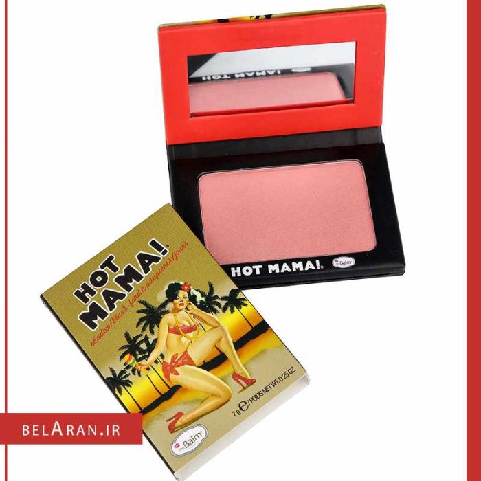 رژگونه دبالم هات ماما-محصولات دبالم-لوازم آرایش اورجینال-بلاران theBalm Hot Mama Shadow Blush Subtle Highlighter Peachy Pink Shade-belaran