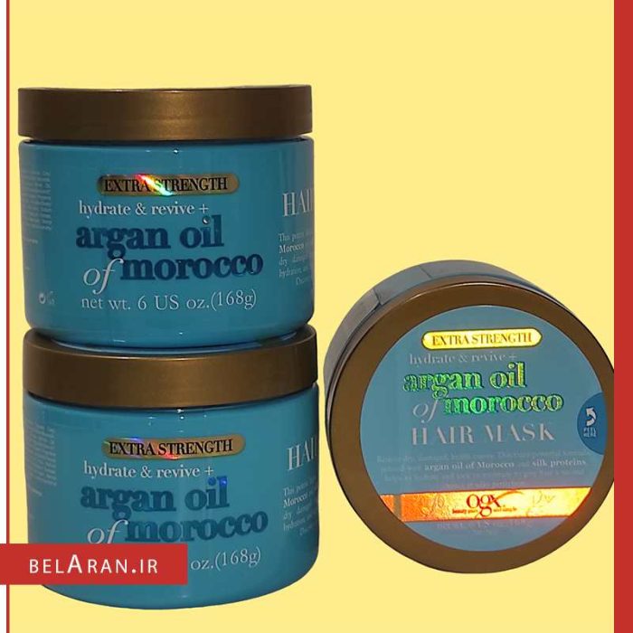 ماسک مو آرگان او جی ایکس-محصولات او جی ایکس-خرید لوازم آرایش اورجینال-بلاران OGX Extra Strength hydrate revieve Argan Oil of Morocco hair mask belaran