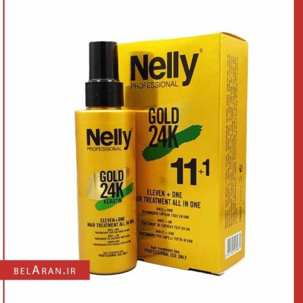 کرم مو 12 کاره نلی ترمیم کننده مو نلی طلای 24-محصولات نلی-لوازم آرایش اورجینال-بلاران Nelly Gold 11+1 24K ELEVEN + ONE hair treament all om one-belaran