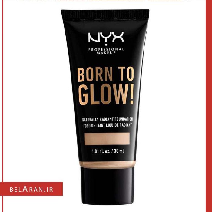 کرم پودر نیکس بورن تو گلو-محصولات نیکس-خرید لوازم آرایش اورجینال-بلاران NYX PROFESSIONAL MAKEUP Born To Glow Naturally Radiant Foundation belaran