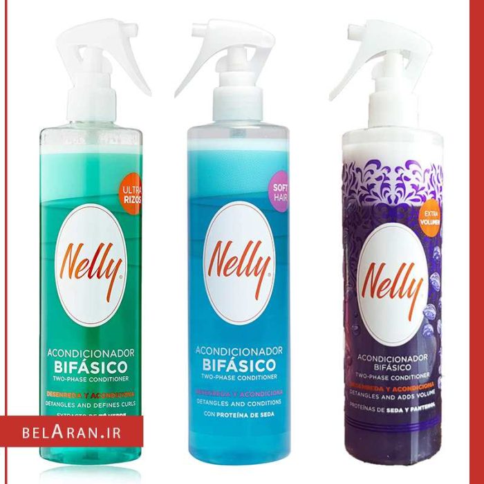 اسپری دو فاز حجم دهنده نلی بنفش-خرید اسپری دوفاز-محصولات نلی-خرید لوازم آرایش اورجینال-بلاران Nelly PROFESSIONAL Two Phase Bifasico Spray hair extra volume 400ml belaran