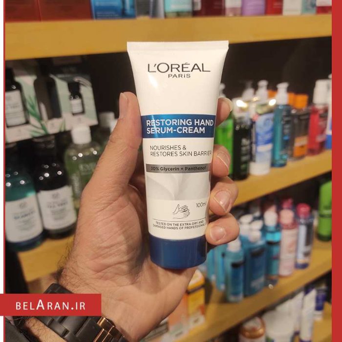 سرم کرم دست لورال-محصولات لورال اورجینال-خرید لوازم آرایش اورجینال-بلاران loreal restoring hand serum cream belaran