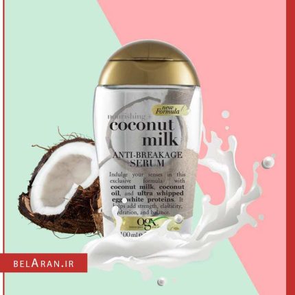 سرم کوکونات میلک او جی ایکس-محصولات او جی ایکس-خرید لوازم آرایش اورجینال-بلاران OGX nourshing Coconut milk anti breakage serum 100ml belaran