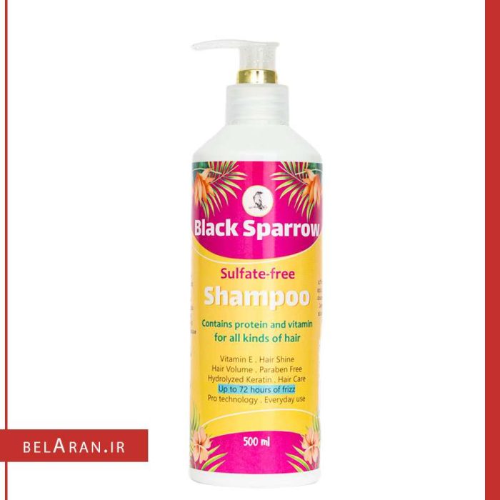 شامپو بدون سولفات بلک اسپارو 500 میل-محصولات بلک اسپارو-خرید لوازم آرایش اورجینال-بلاران sulfate free shampoo black sparrow for all kinds of hair 500ml belaran