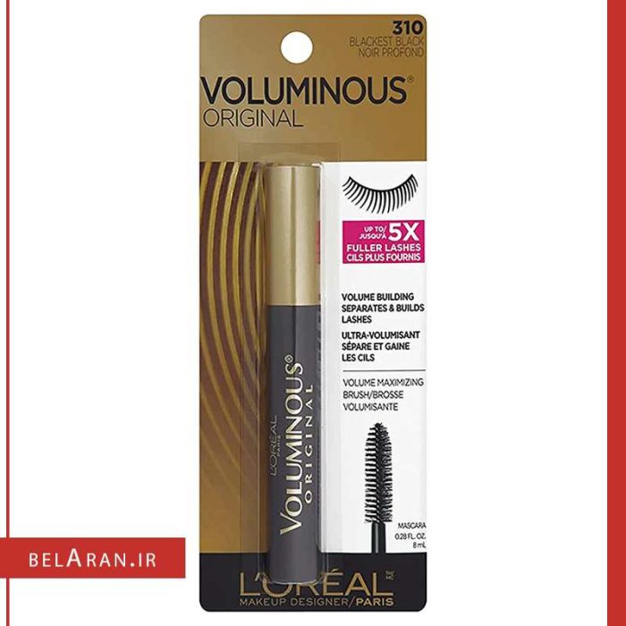 ریمل ولومینوس لورال-خرید ریمل لورال ولومینوس-محصولات لورال-خرید لوازم آرایش اورجینال-بلاران Loreal Voluminous Original Mascara Up To 5 X Fuller Lashes BLACKEST BLACK #310 Belaran